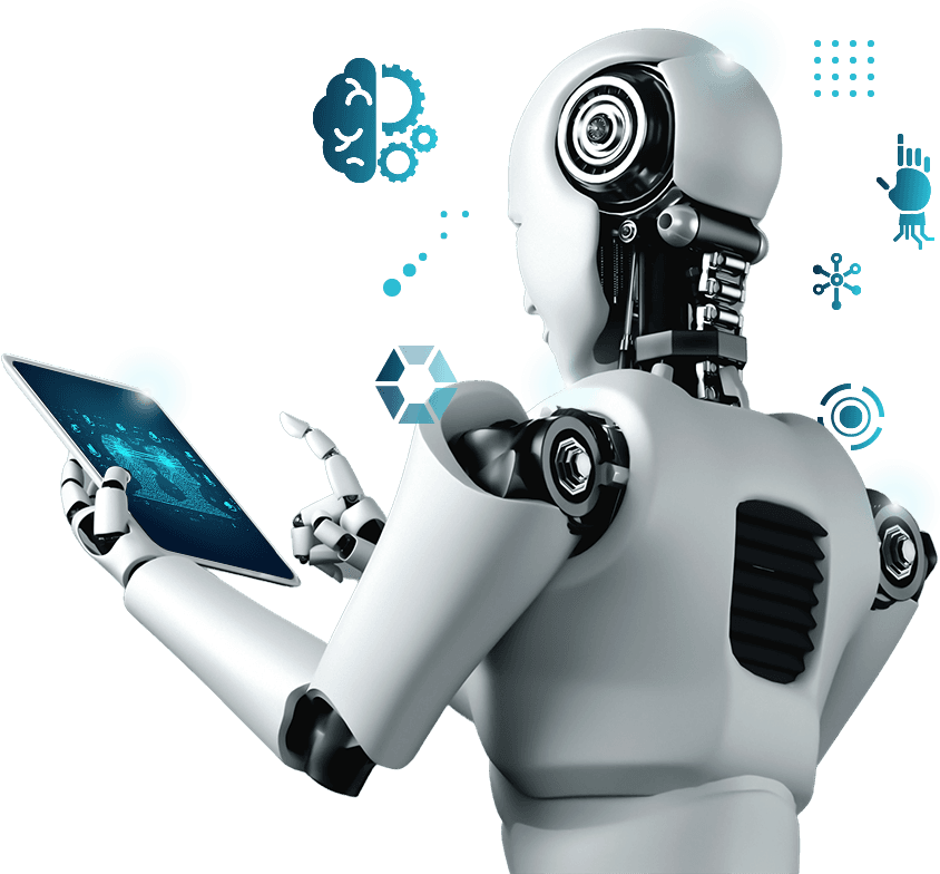 Robot holding tablet